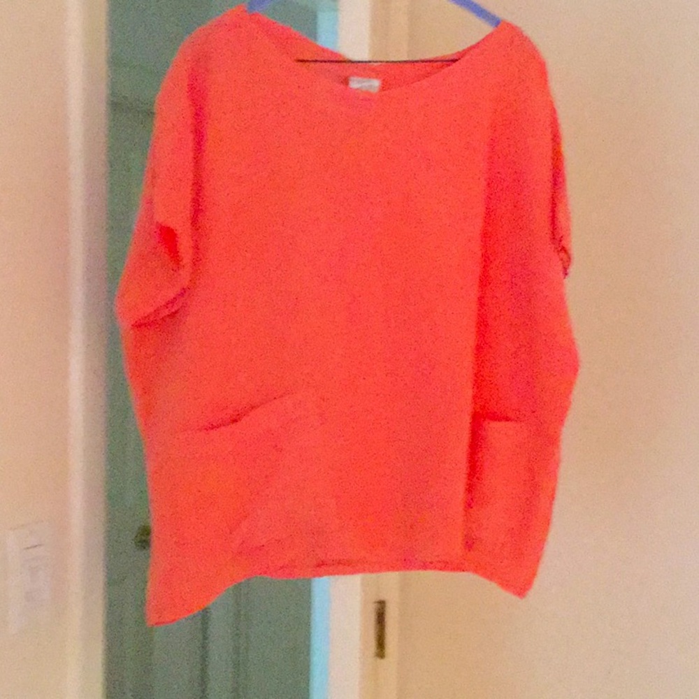 Coral Linen Top